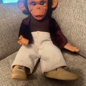 Vintage plush monkey with rubber face